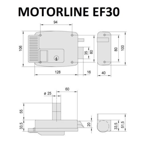 Cerradura eléctrica Motorline EF30 Izquierda