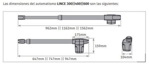 Kit Motorline Lince 400 motor batiente puerta 1 hoja 4