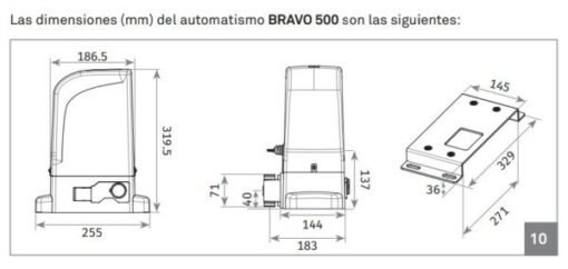 Kit motor puerta corredera BRAVO 500 230v