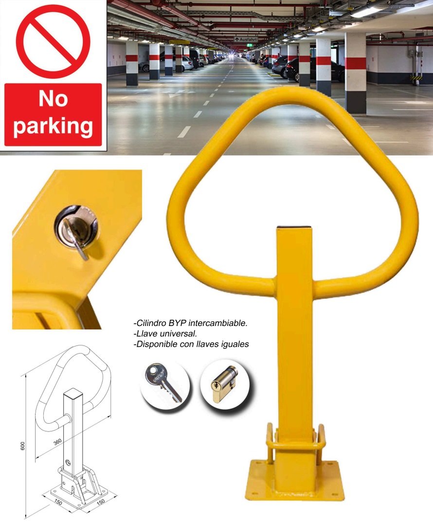 Guarda parking metálico con cilindro perfil europeo 8