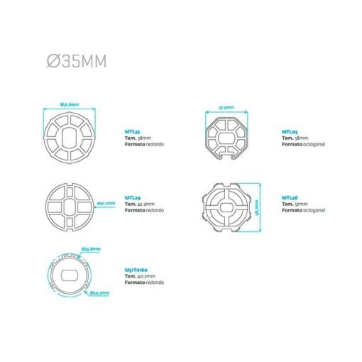 adaptadores para motor tubular de 35mm