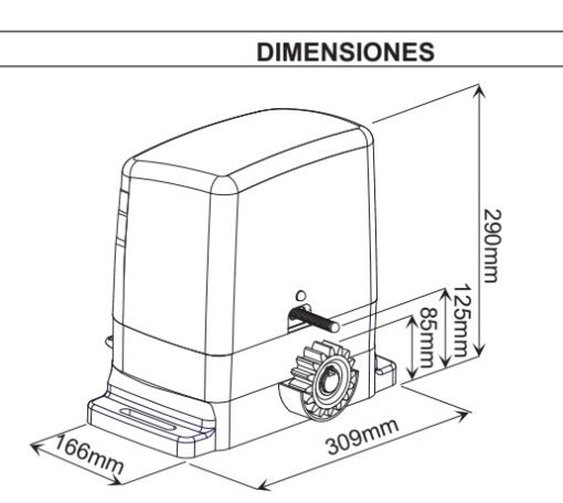 MEDIDAS MOTOR PUERTA CORREDERA VDS CARRERA 800