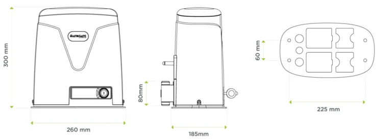 Kit motor puerta corredera Brushless MATIKGATE Bolt 500kg, 800kg, motor sin escobillas -MEDIDAS