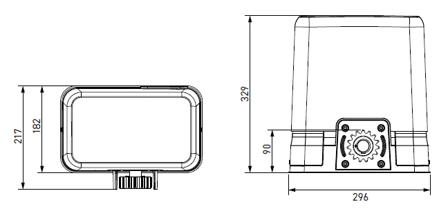 Medidas MOTOR PUERTA CORREDERA V2 Able SL Small