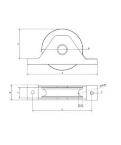 Rueda puerta corredera encastrar D80 U20 doble rodamiento 1