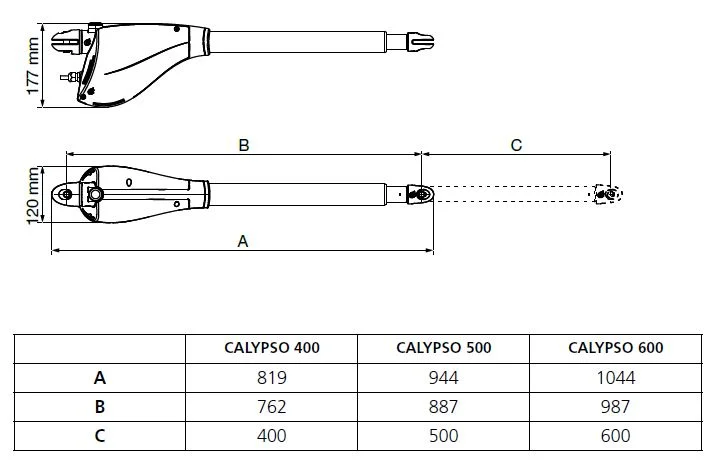 Kit motor puerta abatible 1 hoja V2 CALYPSO 230v MEDIDAS