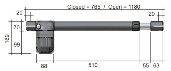 Motor puerta abatible EMFA BAT 400 230v hasta 3 metros - MEDIDAS