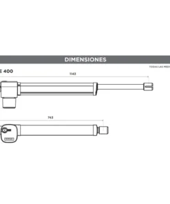 Motor electromecánico puerta abatible Matikgate FORCE 400 4 MEDIDAS DIMENSIONES