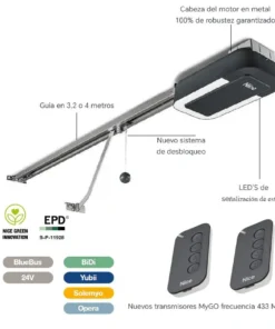 Kit motor puerta seccional NICE SPIDER 1200BL con WIFI. 1